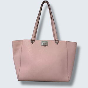 Michael Kors Blush Pink Saffiano Leather Tote Work Everyday Silver Lock Large